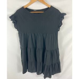 Nuna Lie Italian Tiered Flowy Black Dress Size Small